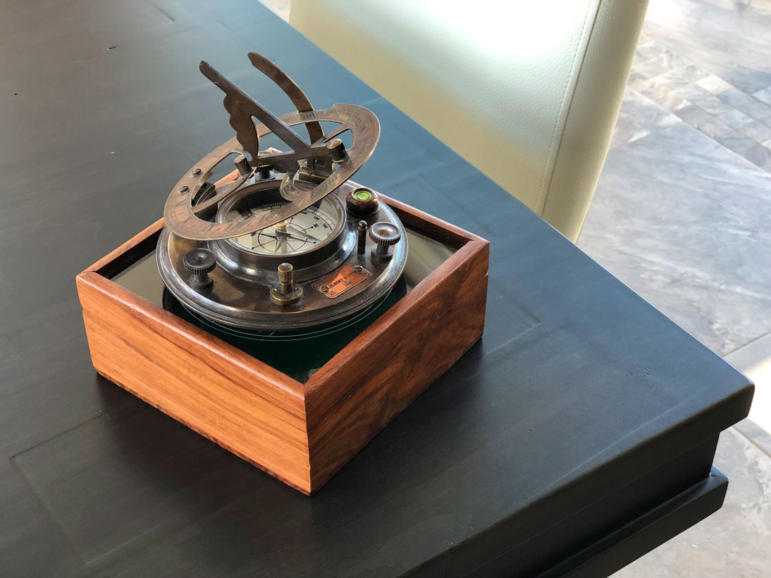 Antique Sundial Compass on the Legacy Table at The Cedars